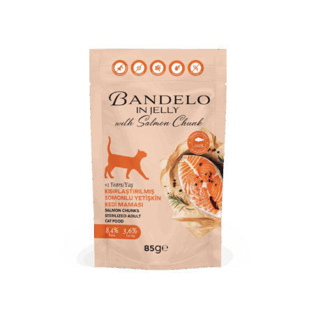 Bandelo Jöle İçinde Kısırlaştırılmış Somonlu Yetişkin Yaş Kedi Maması
